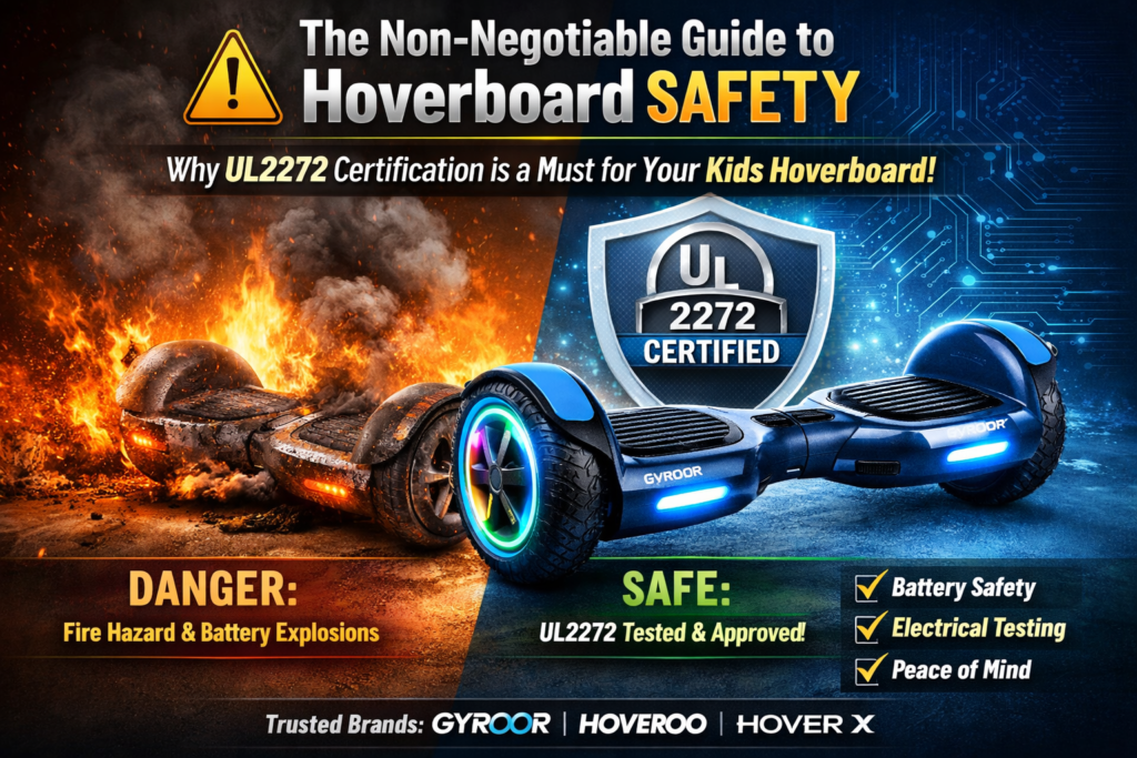 Safe kids hoverboard with certified battery and charger