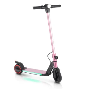 kids light pink electric scooter