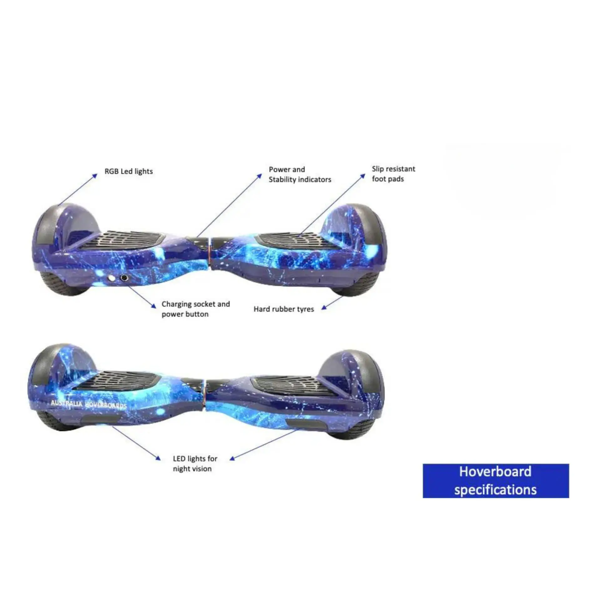 HoveroorX 6.5" Off-Road Australian Hoverboard | Electric Galaxy Blue