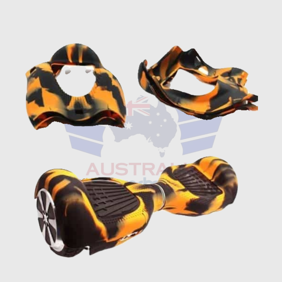 6.5 Inch Hoverboards Skin Cover – Protective Rubber Case – Orange + Black