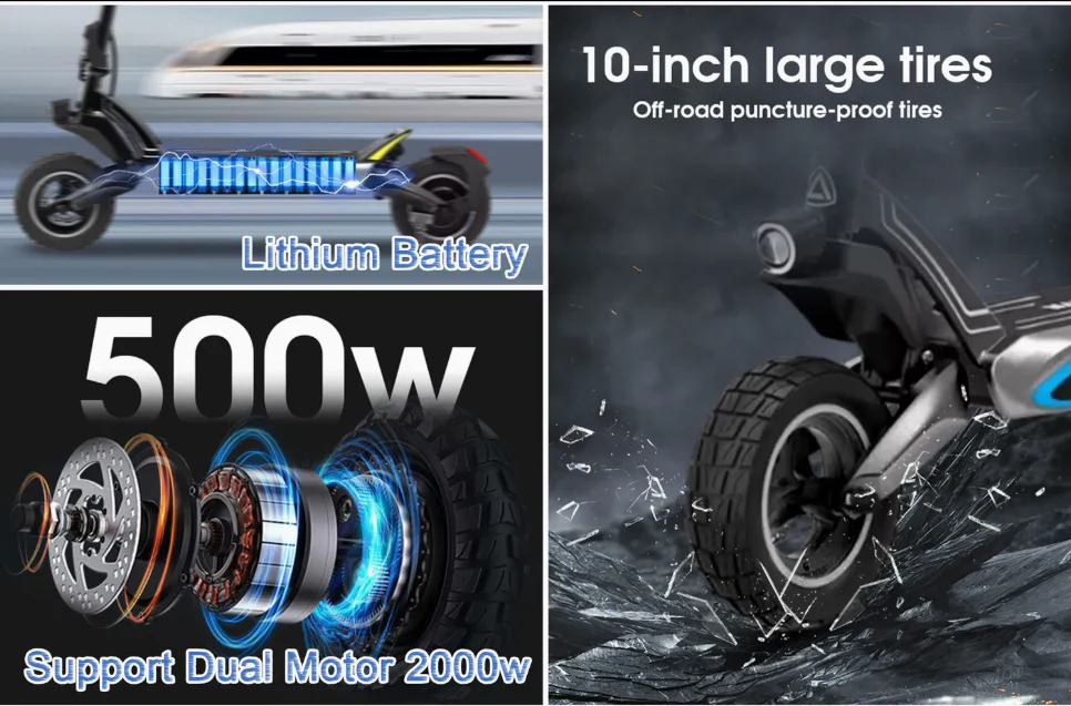 Rugged electric scooter with 10-inch tyres
