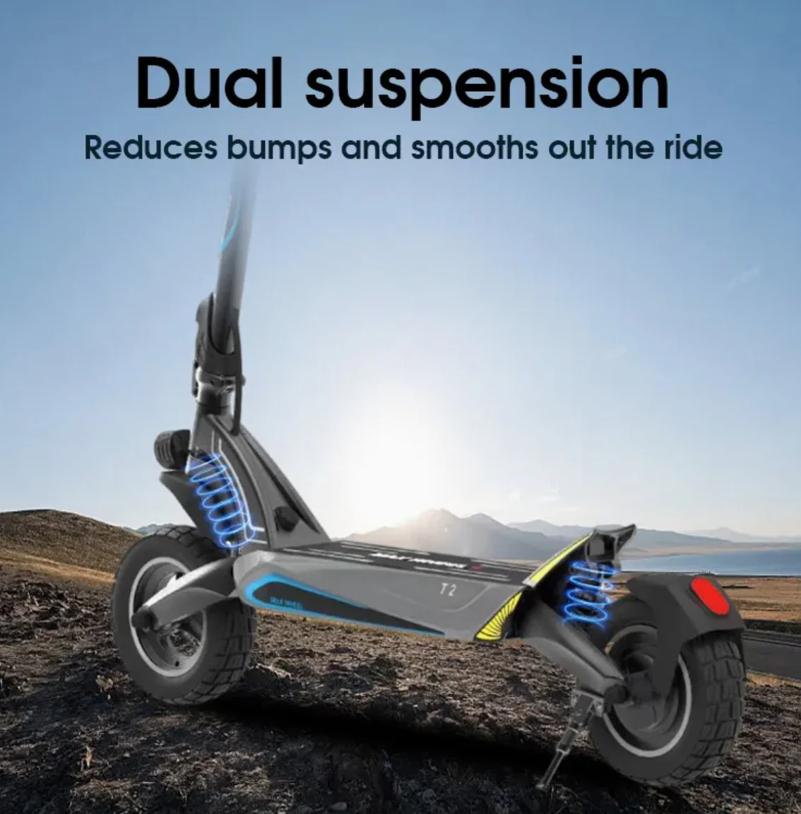 Powerful electric scooter with dual suspension