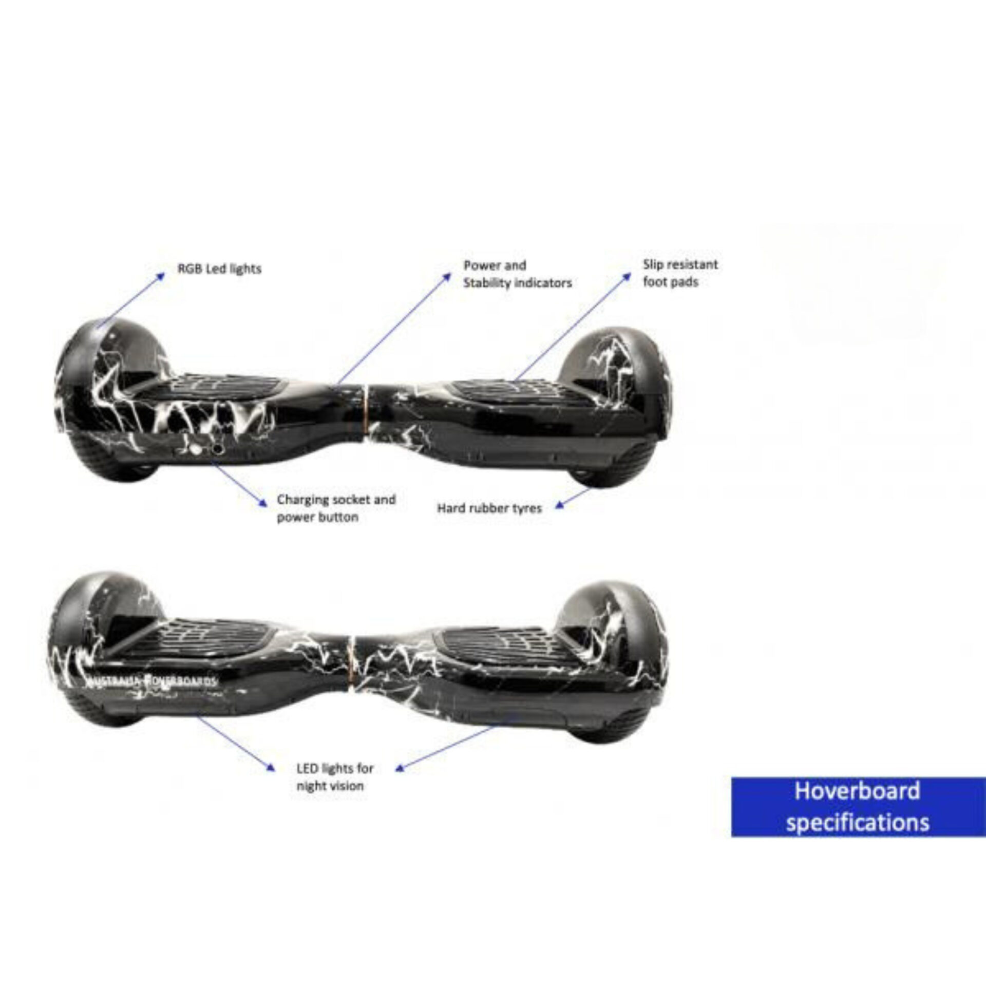 Australia Hoverboard 6.5 inch Self Balancing Electric Scooter Kids Lighting Black Style